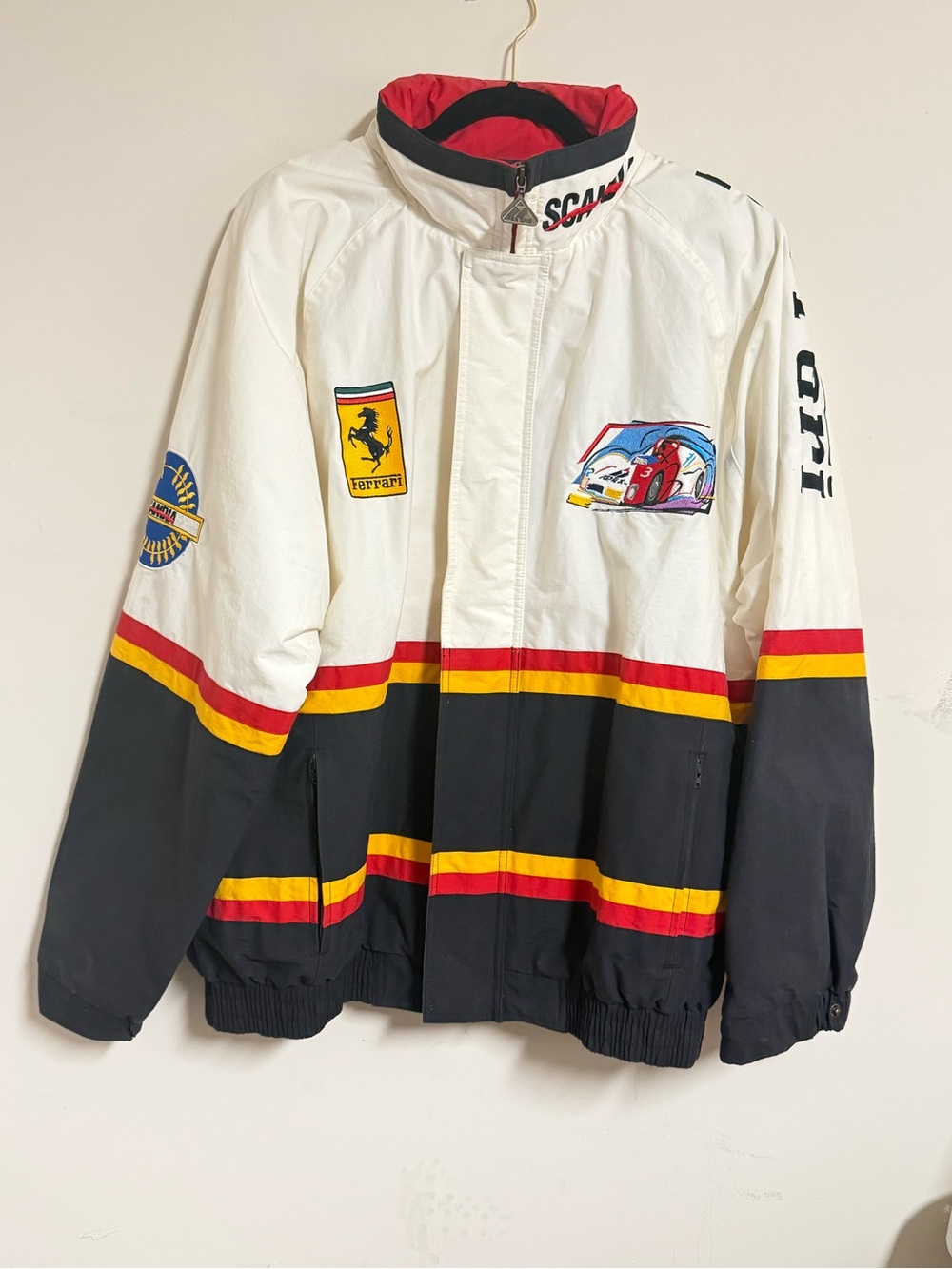 Ferrari White, Black & Red Lightweight Racing Jacket